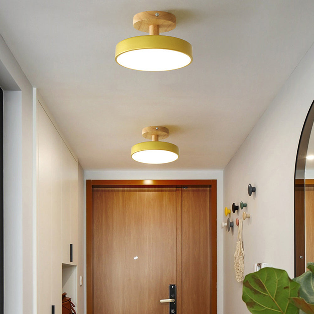 Nova | LED Scandinavian Flush Mount Ceiling Light, Wooden Ceiling Base