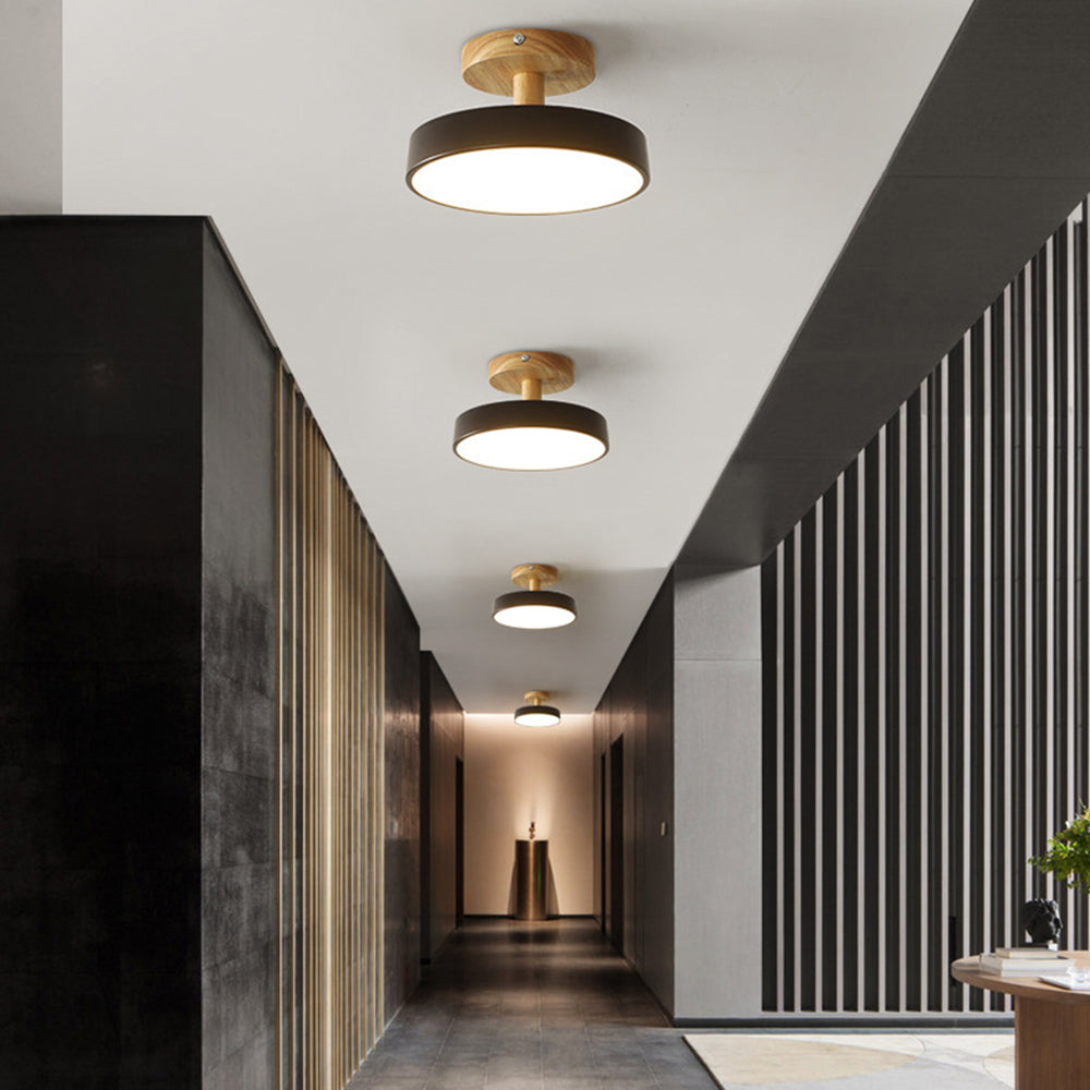 Nova | LED Scandinavian Flush Mount Ceiling Light, Wooden Ceiling Base