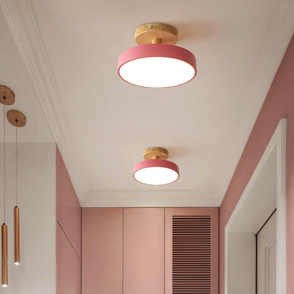 Nova | LED Scandinavian Flush Mount Ceiling Light, Wooden Ceiling Base