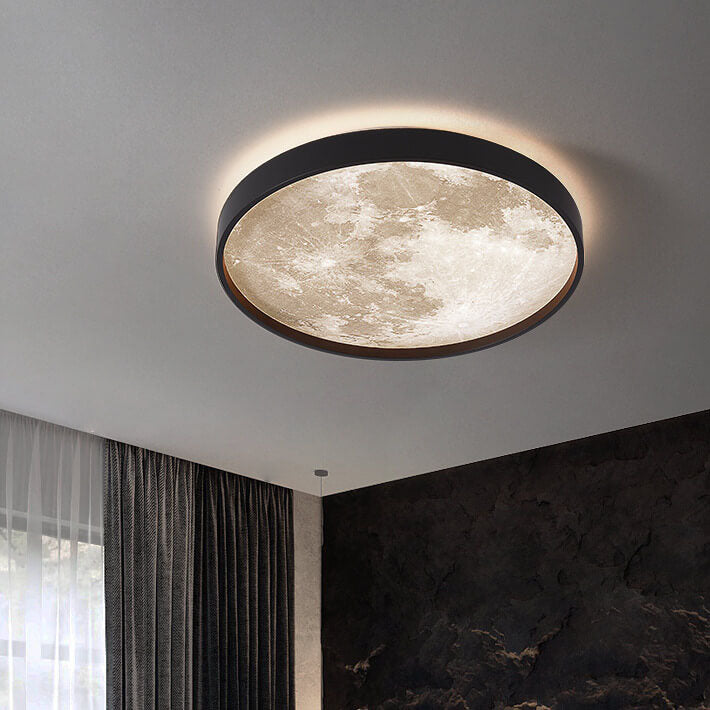 Nysera | Moon Round LED Flush Mount Ceiling Light with Frame