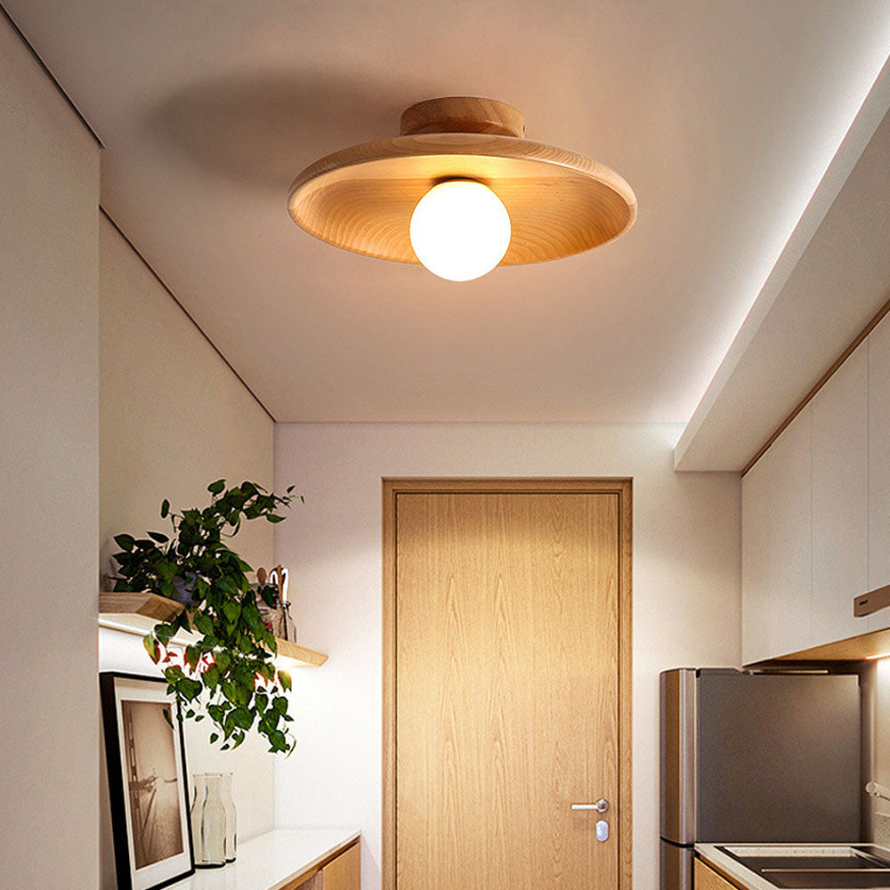 Aurora | Semi Flush Mount Ceiling Light, Wooden Design