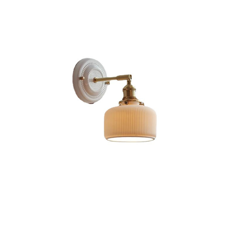 Thalira | Vintage Ceramic Brass Wall Sconce Hardwired for Bedroom & Living Room