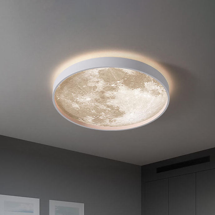 Nysera | Moon Round LED Flush Mount Ceiling Light with Frame
