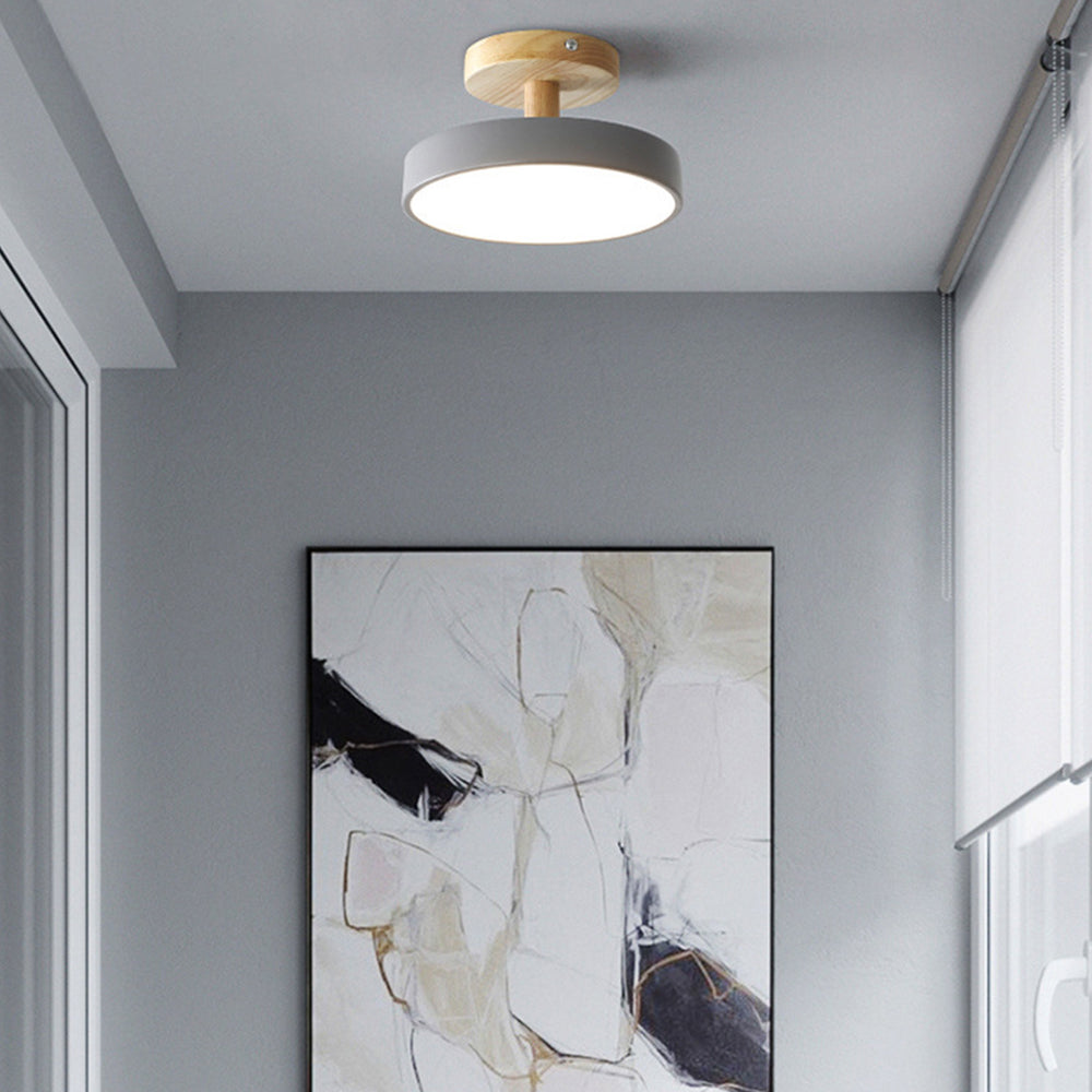 Nova | LED Scandinavian Flush Mount Ceiling Light, Wooden Ceiling Base