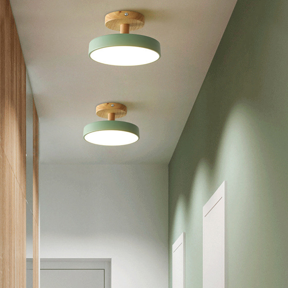 Nova | LED Scandinavian Flush Mount Ceiling Light, Wooden Ceiling Base
