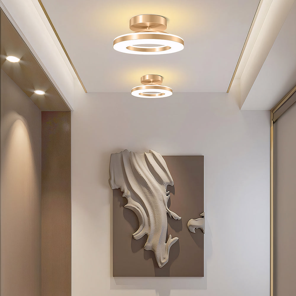 Lyra | Ceiling Light Gold Iron LED Flush Mount for Hallway and Entryway