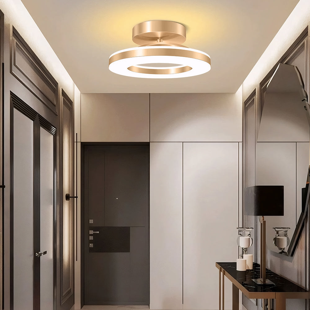 Lyra | Ceiling Light Gold Iron LED Flush Mount for Hallway and Entryway