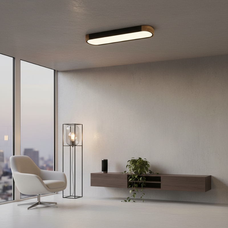Sylvan | Oval Ceiling Flush Mount LED Wood Accent for Living Room