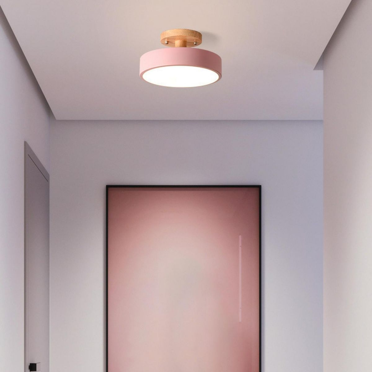Nova | LED Scandinavian Flush Mount Ceiling Light, Wooden Ceiling Base