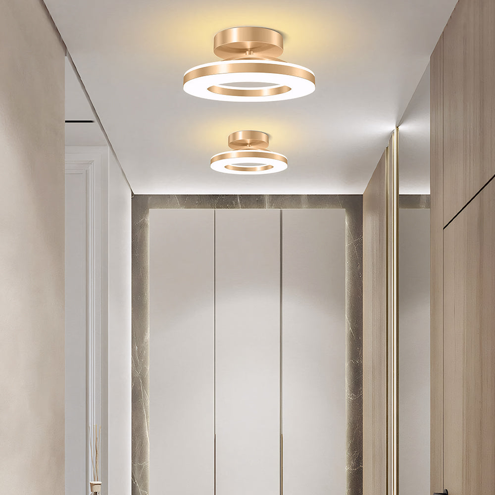 Lyra | Ceiling Light Gold Iron LED Flush Mount for Hallway and Entryway