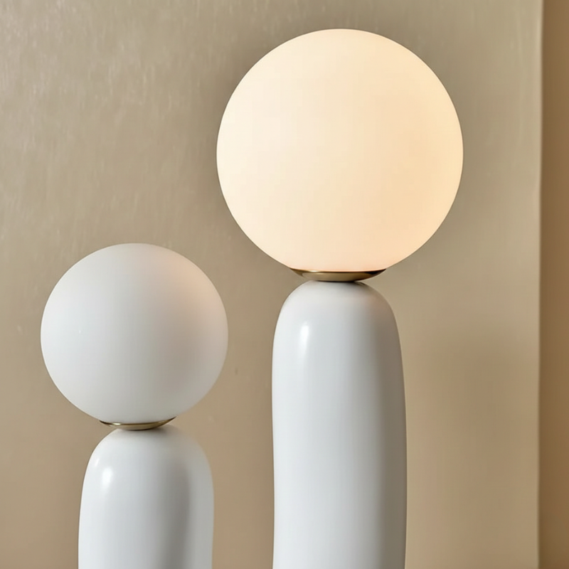Zavira | Modern Streamlined Glass Globe Table Lamp for Bedroom
