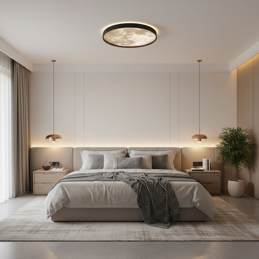 Nysera | Moon Round LED Flush Mount Ceiling Light with Frame