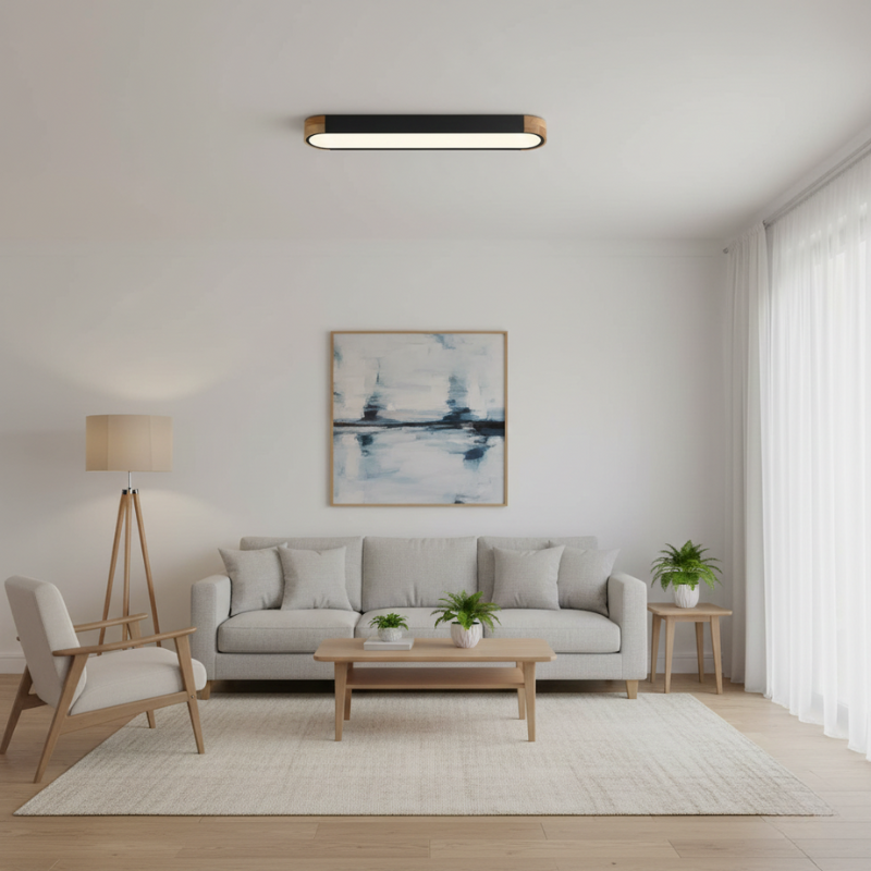 Sylvan | Oval Ceiling Flush Mount LED Wood Accent for Living Room