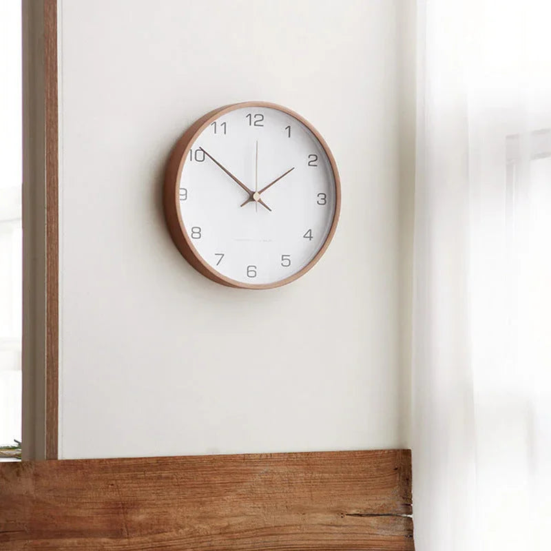 Sylara | Grey Wooden Wall Clock Silent Quartz for Modern Home