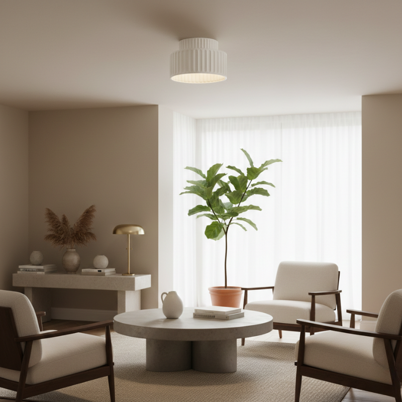 Caelum | Semi Flush Cream Shade Lamp for Modern Classic Interiors