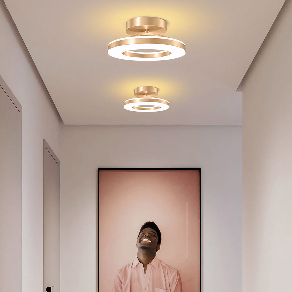 Lyra | Ceiling Light Gold Iron LED Flush Mount for Hallway and Entryway