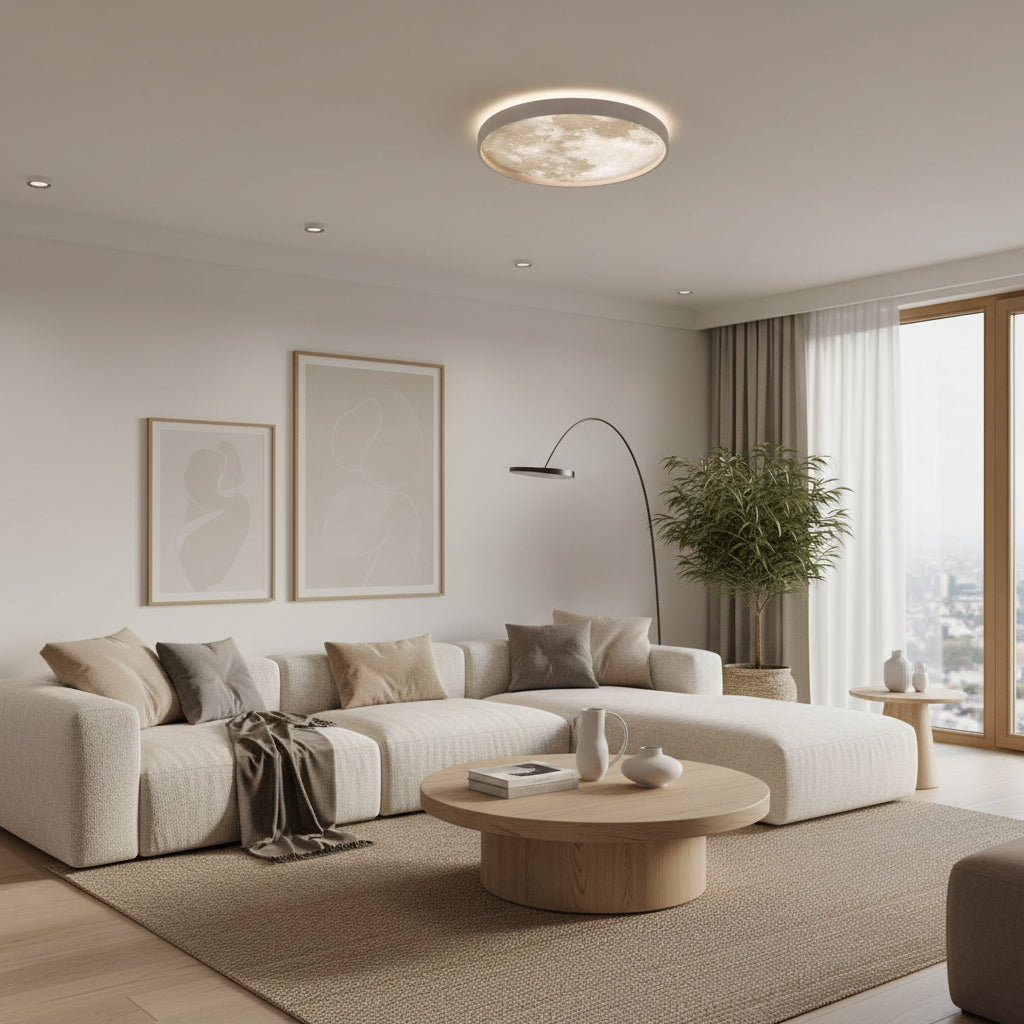 Nysera | Moon Round LED Flush Mount Ceiling Light with Frame