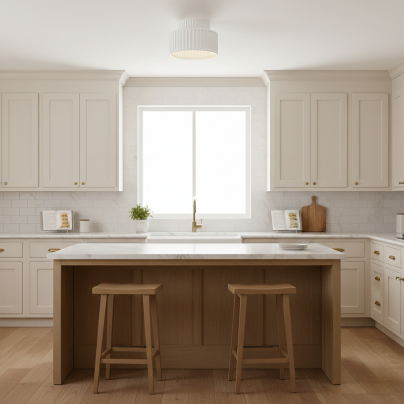 Caelum | Semi Flush Cream Shade Lamp for Modern Classic Interiors