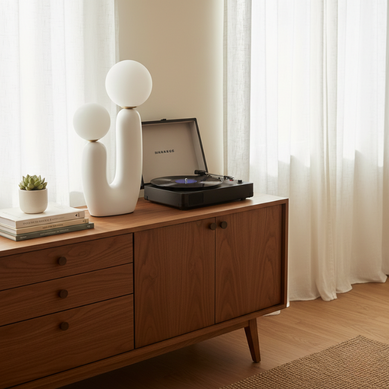 Zavira | Modern Streamlined Glass Globe Table Lamp for Bedroom