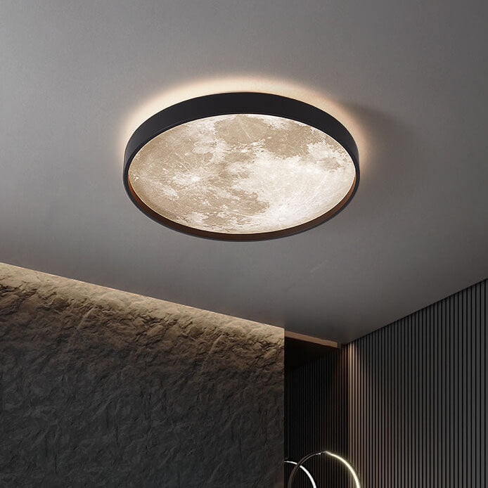Nysera | Moon Round LED Flush Mount Ceiling Light with Frame