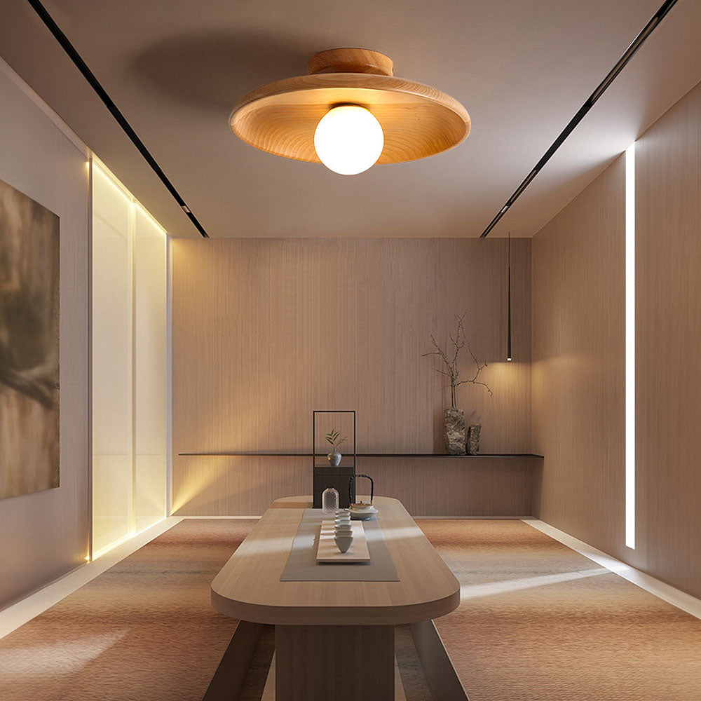 Aurora | Semi Flush Mount Ceiling Light, Wooden Design