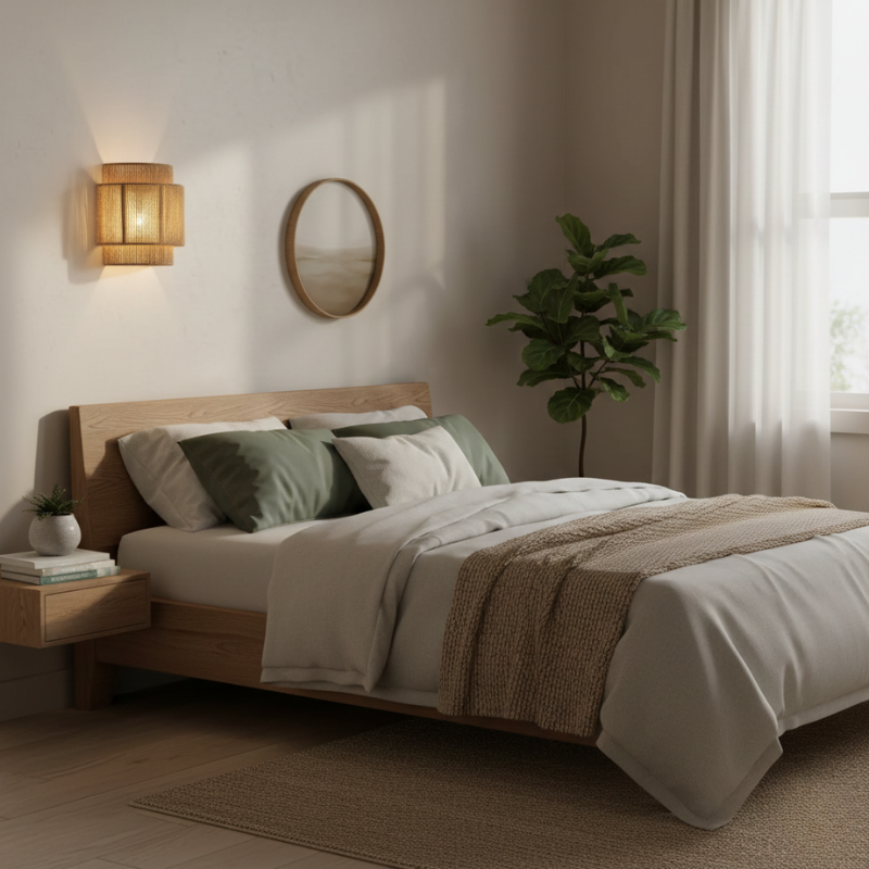 Montelle | Natural Woven Wall Light with Warm LED Rope Accent
