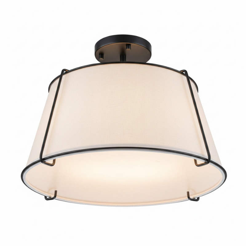 Lysander | Linen Shade Semi Flush Lamp Warm Lighting for Living Room & Hallway