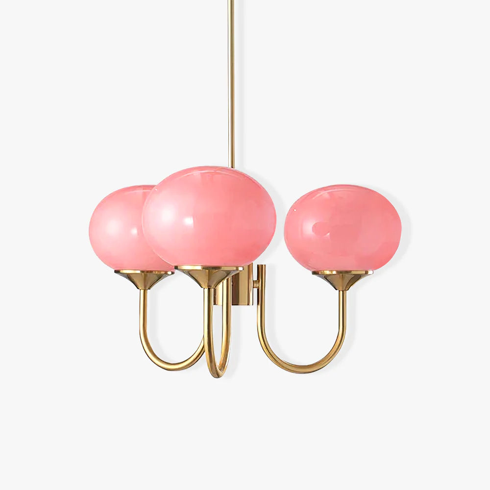 Amara | Round Pink Chandelier Acrylic Light for Living Room & Bedroom