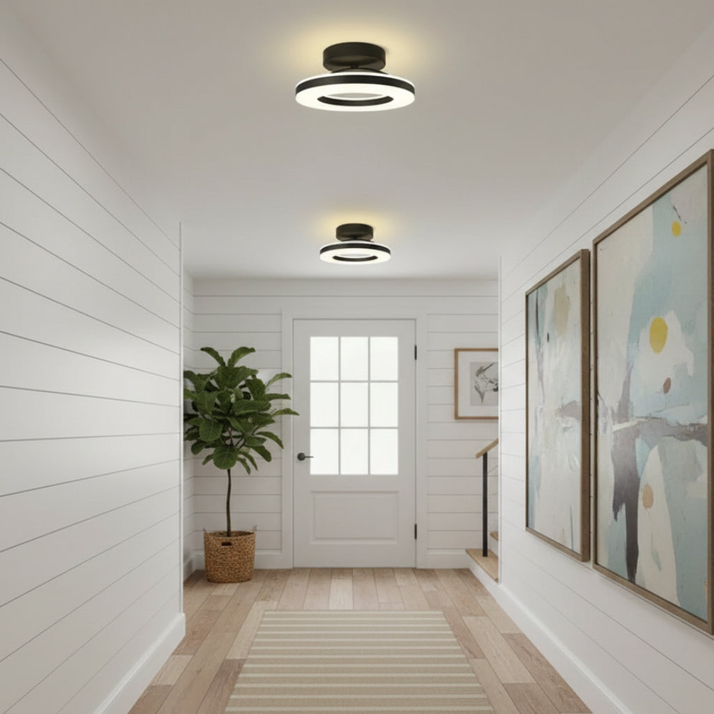 Lyra | Ceiling Light Gold Iron LED Flush Mount for Hallway and Entryway