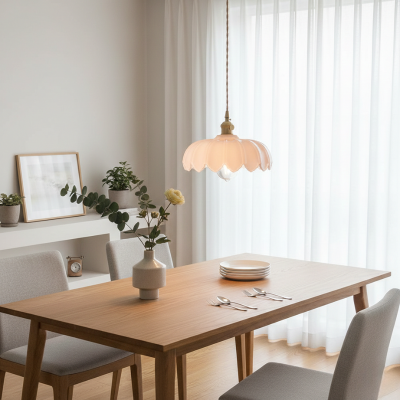 Roselle | Vintage Glass Pendant Light Flower Design for Dining Room