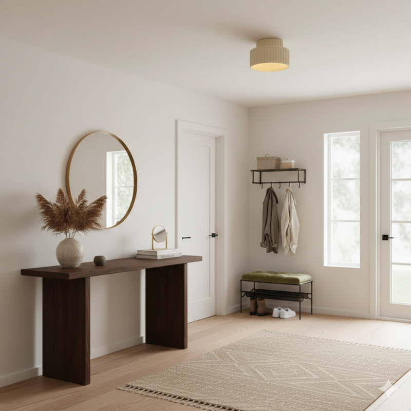 Caelum | Semi Flush Cream Shade Lamp for Modern Classic Interiors