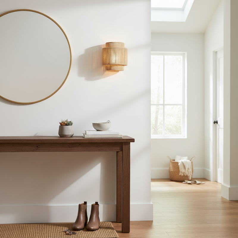 Montelle | Natural Woven Wall Light with Warm LED Rope Accent