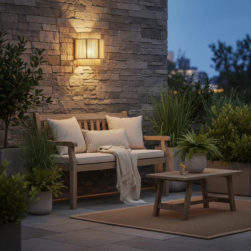 Montelle | Natural Woven Wall Light with Warm LED Rope Accent