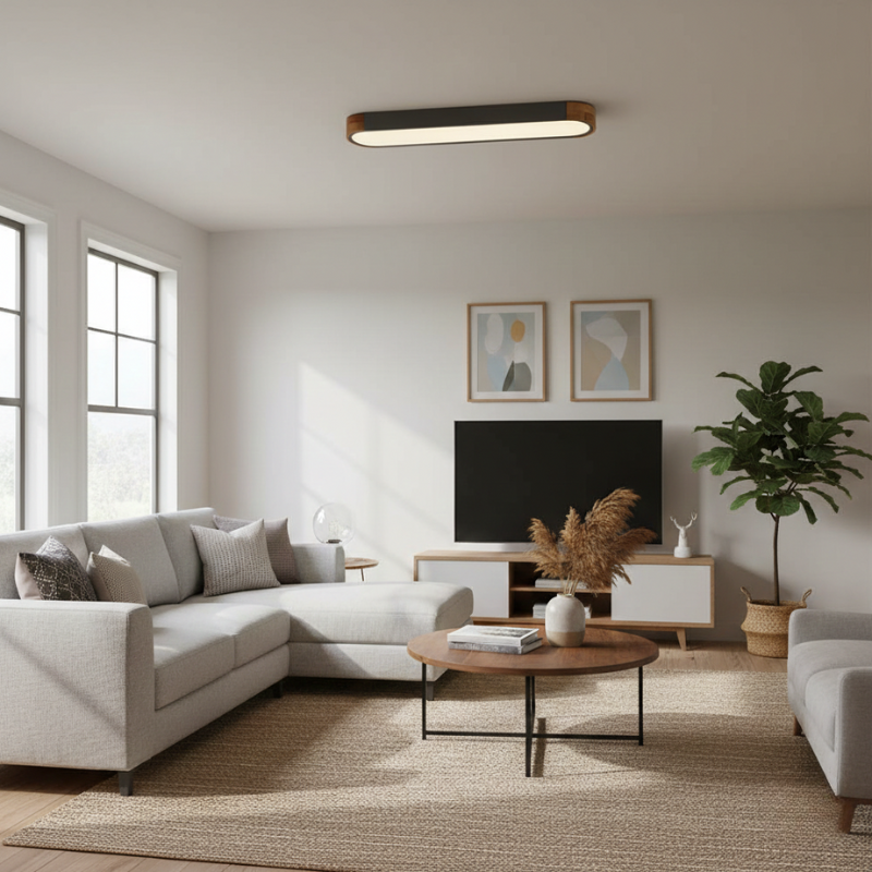 Sylvan | Oval Ceiling Flush Mount LED Wood Accent for Living Room