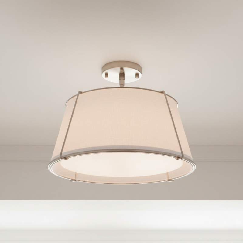 Lysander | Linen Shade Semi Flush Lamp Warm Lighting for Living Room & Hallway