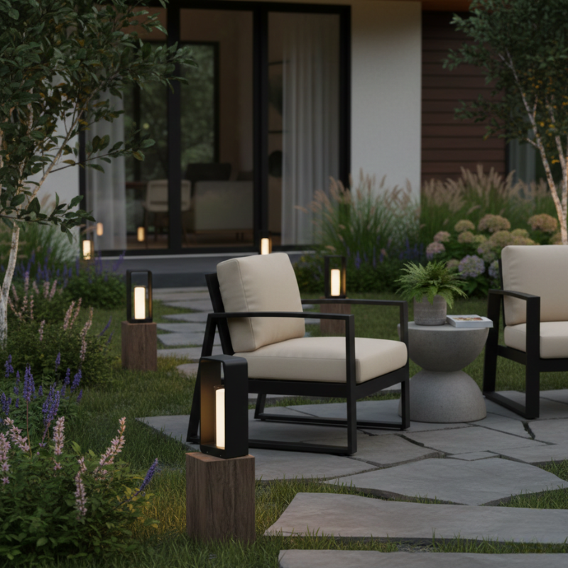 Duskara | Black LED Outdoor Landscape Light Square Frame for Patio & Garden