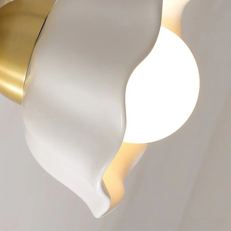 Avelis | White Metal Wall Light with Vintage Floral for Bedroom