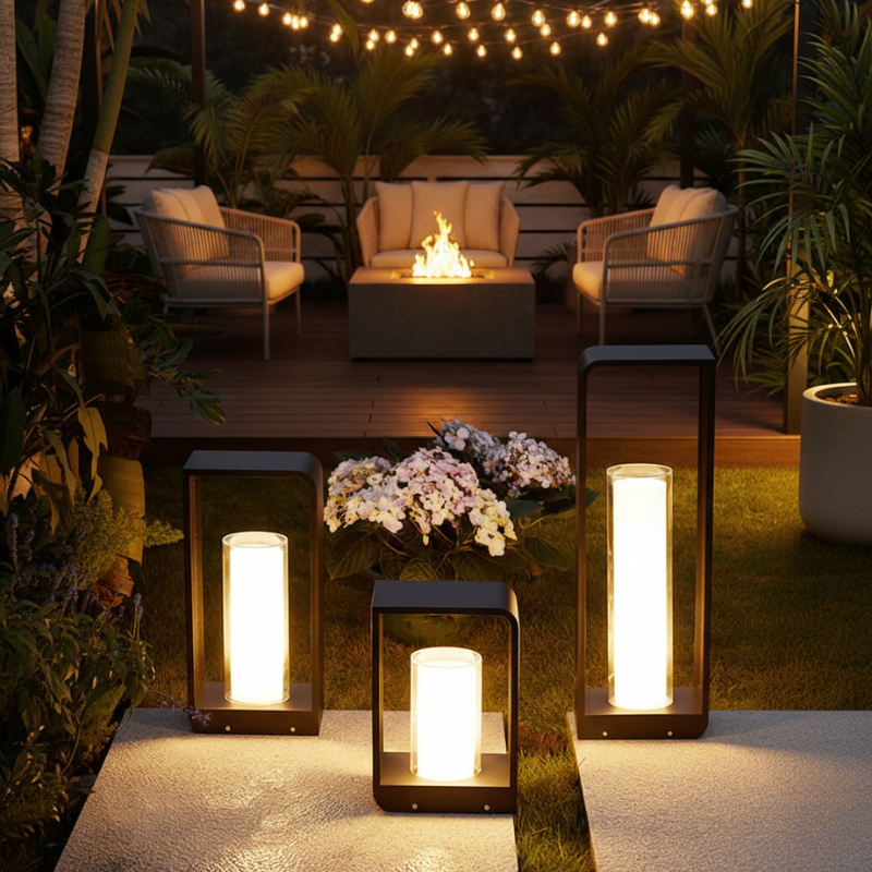 Duskara | Black LED Outdoor Landscape Light Square Frame for Patio & Garden