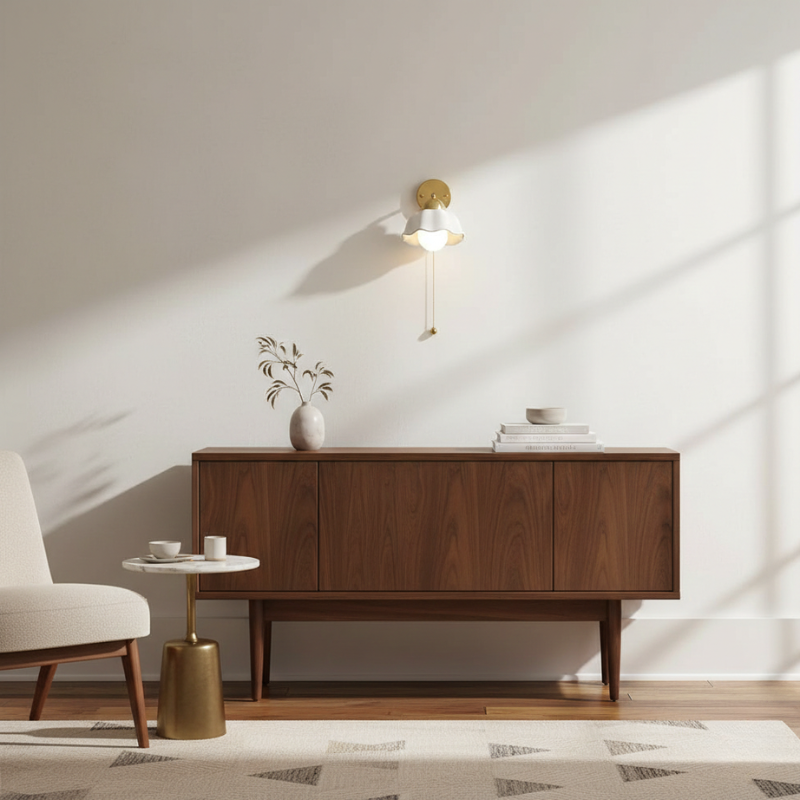 Avelis | White Metal Wall Light with Vintage Floral for Bedroom
