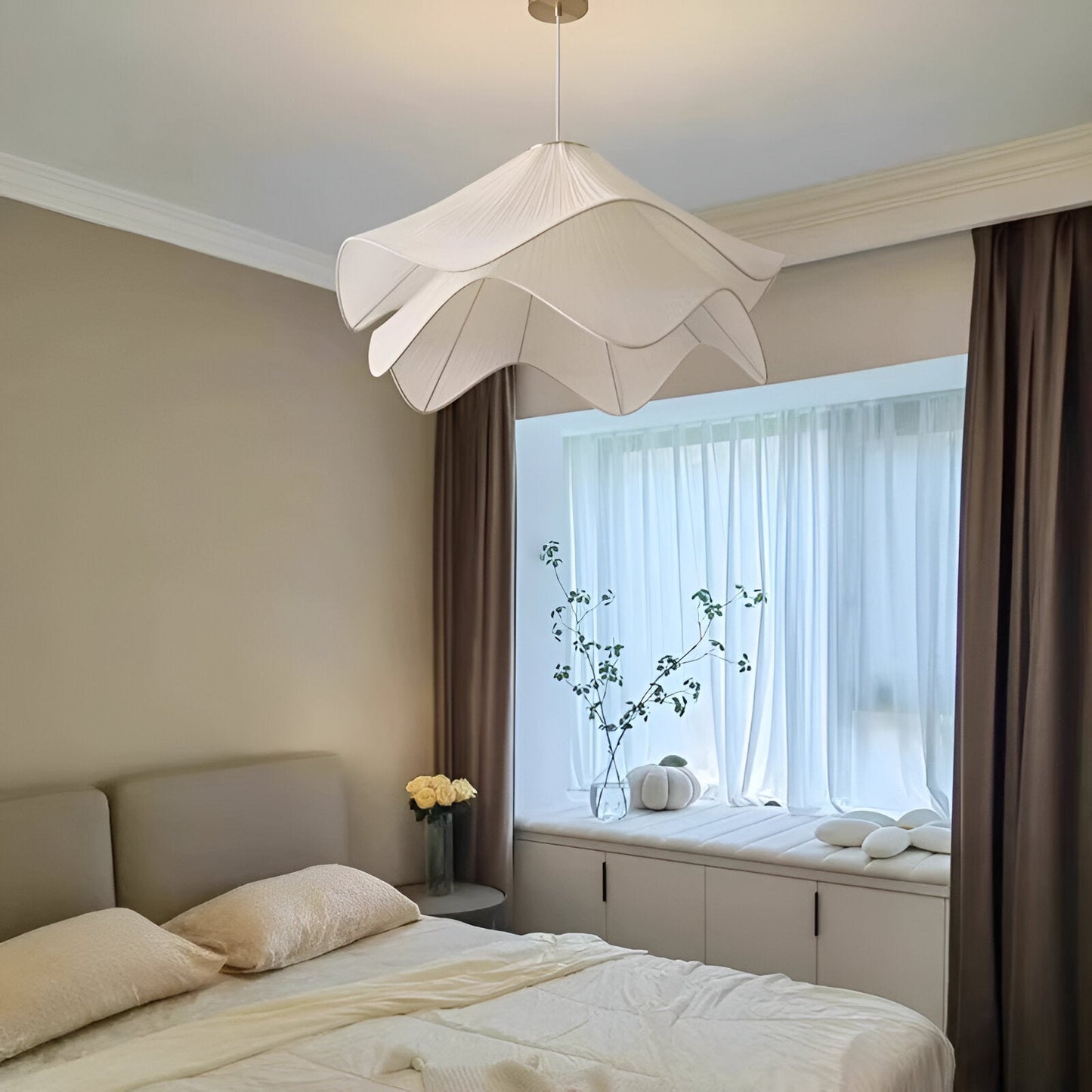 Sora | Japandi Fabric Pendant Light, Dimmable