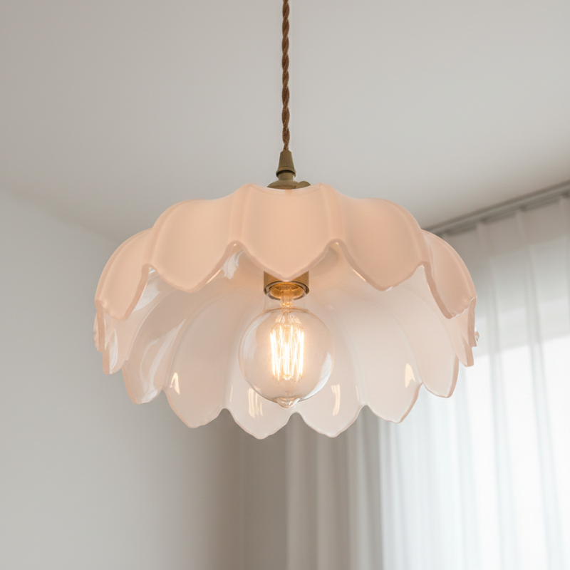 Roselle | Vintage Glass Pendant Light Flower Design for Dining Room