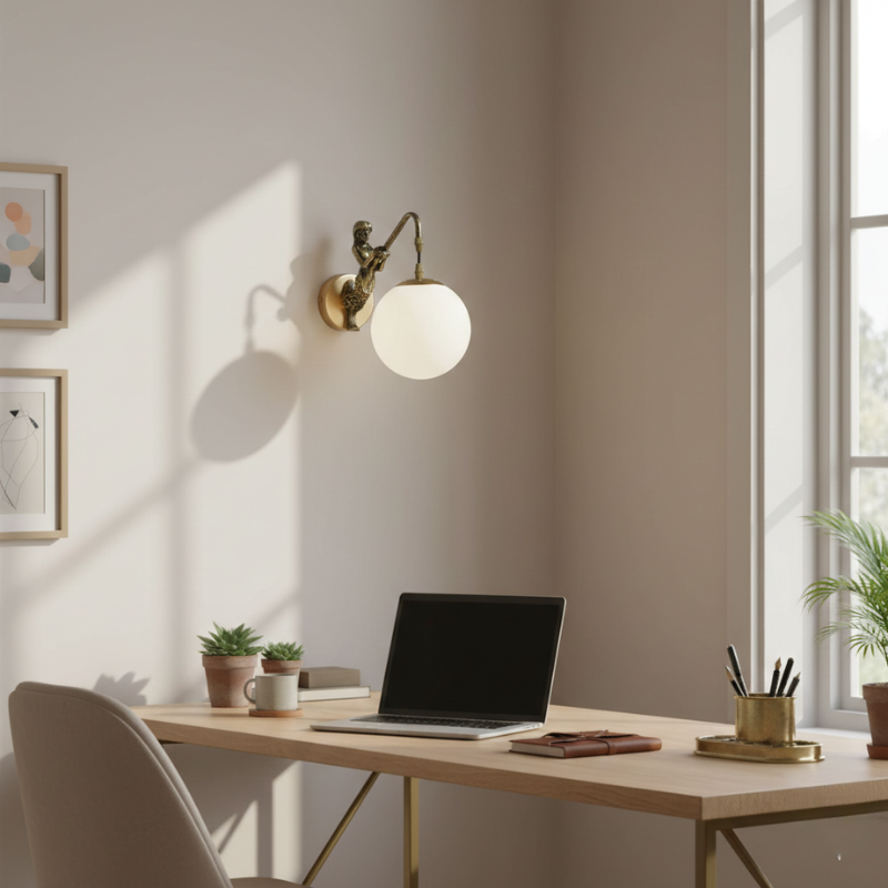 Nightora | Vintage Orb Wall Lamp Metal & Glass Hardwired for Bedroom