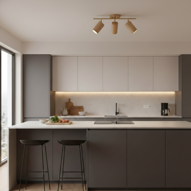 Sylvara | Adjustable Wood Spotlight Ceiling Light with Multi-Head