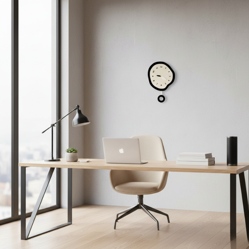 Corvane |  Clean-Lined Pendulum Wall Clock with Abstract Design