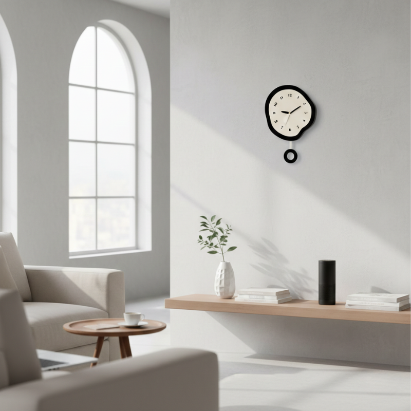 Corvane |  Clean-Lined Pendulum Wall Clock with Abstract Design