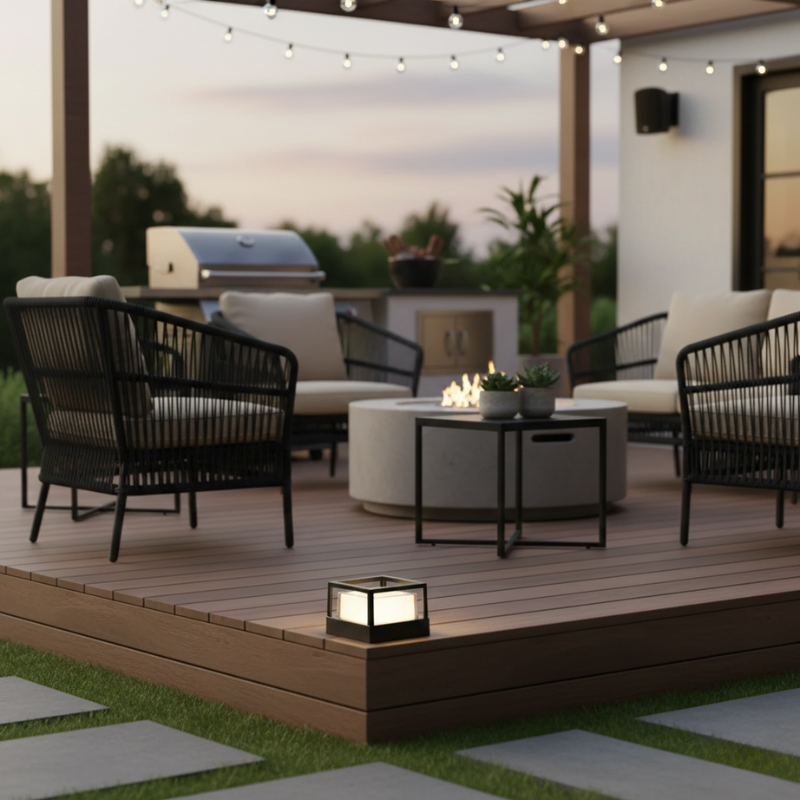 Kairo | Black LED Cylinder Ground Light Hardwired Outdoor Lights