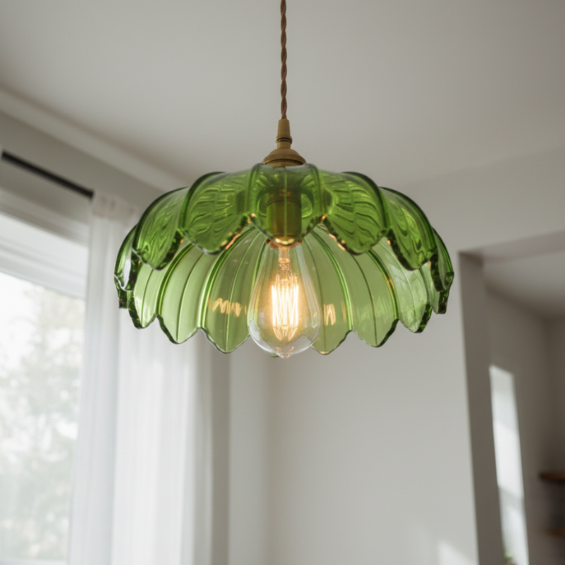 Roselle | Vintage Glass Pendant Light Flower Design for Dining Room