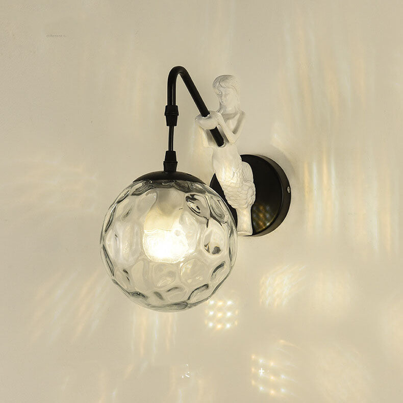 Nightora | Vintage Orb Wall Lamp Metal & Glass Hardwired for Bedroom