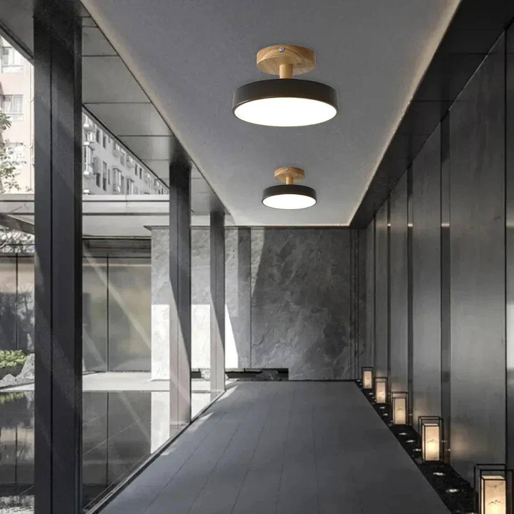 Nova | LED Scandinavian Flush Mount Ceiling Light, Wooden Ceiling Base