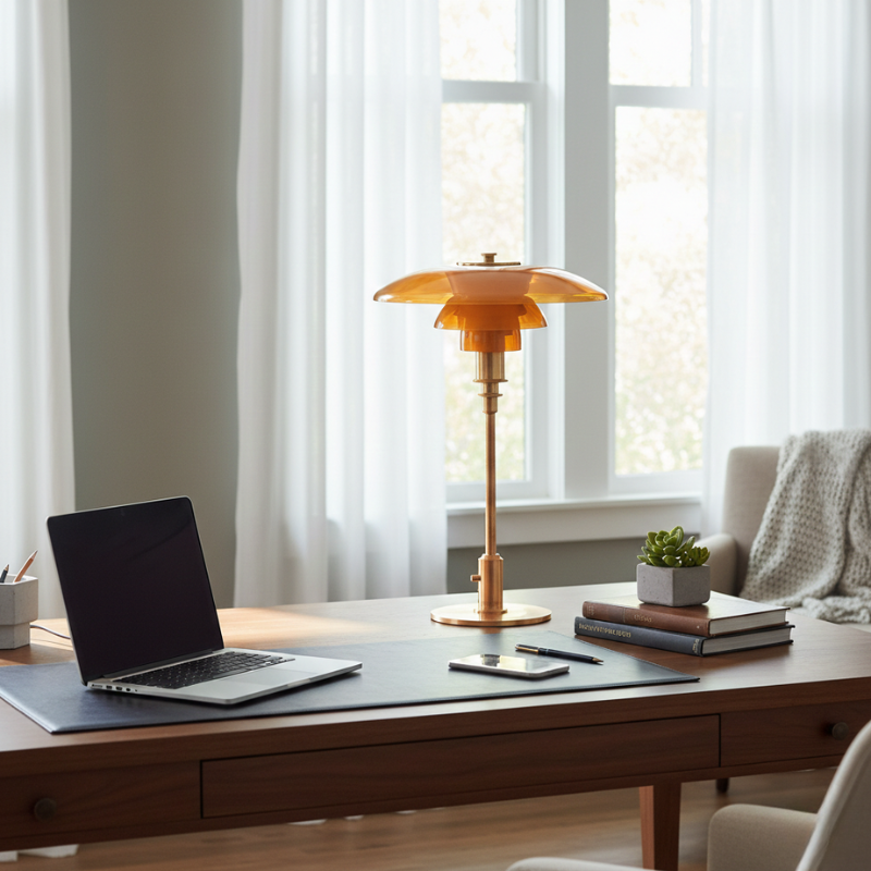 Orluna | Copper Base Art Deco Modern Desk Lamp for Office Lighting